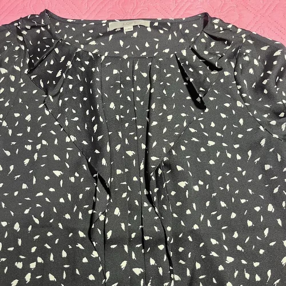 Loft Womens 3/4‎ Sleeve Ruffle Pullover Blouse Top Size M